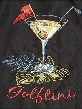 Weekender Casual Lifestyle Mens 2XL Black Camp Shirt Embroidered GOLFTINI